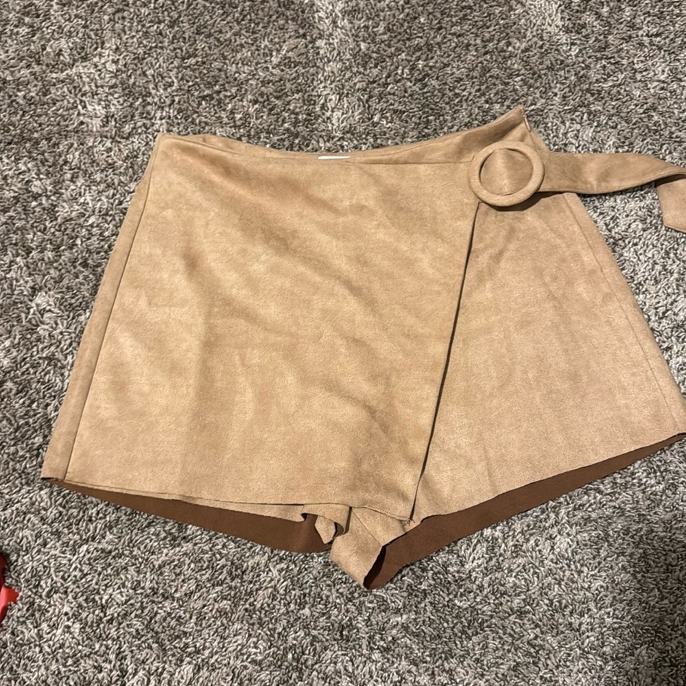 Pink Lily Faux Suede Skort
